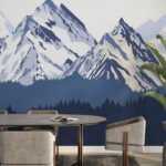 Papier peint – Montagnes enneigées bleues et blanches