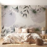 Papier peint – Branches vertes sur fond crème