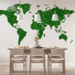 Papier peint – Carte du monde verte sur fond blanc