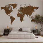 Papier peint – Carte du monde brune sur fond blanc