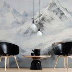 Papier peint – Sommets enneigés en aquarelle