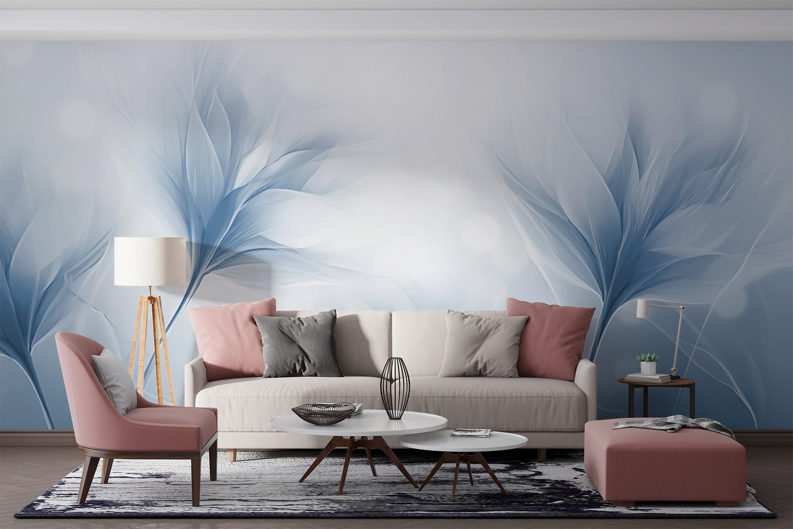 w02697v2pig12r.jpg Papier peint – Fleurs bleues dans une lumière douce – Image 1