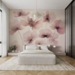 Papier peint – Fleurs roses au cœur sombre