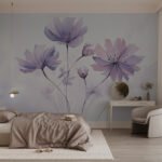 Papier peint – Fleurs violettes aux tiges fines