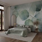 Papier peint – Feuilles rondes vert tendre en transparence