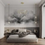 Papier peint – Nuages d’encre noirs et gris