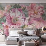 Papier peint – Bouquet rose au rendu pictural