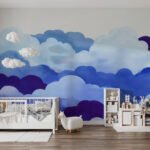 Papier peint – Nuages superposés bleus
