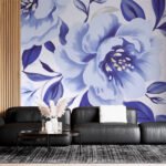 Papier peint – Fleurs bleu cobalt style porcelaine