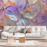 Papier peint – Fleurs irisées multicolores