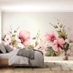 Papier peint – Bouquet champêtre rose et crème – W02779V1