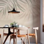 Papier peint – Feuilles tropicales beiges en relief
