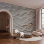Papier peint – Ondulations blanches en relief mural