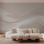 Papier peint – Vagues douces beige et blanc