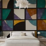 Papier peint – Patchwork de formes géométriques multicolores