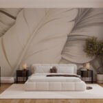 Papier peint – Grande feuille beige en gros plan