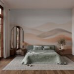 Papier peint – Collines beige et rose poudré