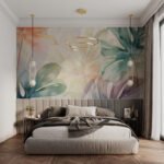 Papier peint – Feuillage tropical pastel multicolore