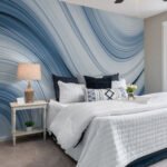 Papier peint – Vagues fluides bleues et grises