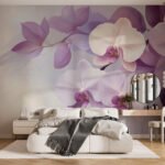 Papier peint – Orchidées mauves et blanches