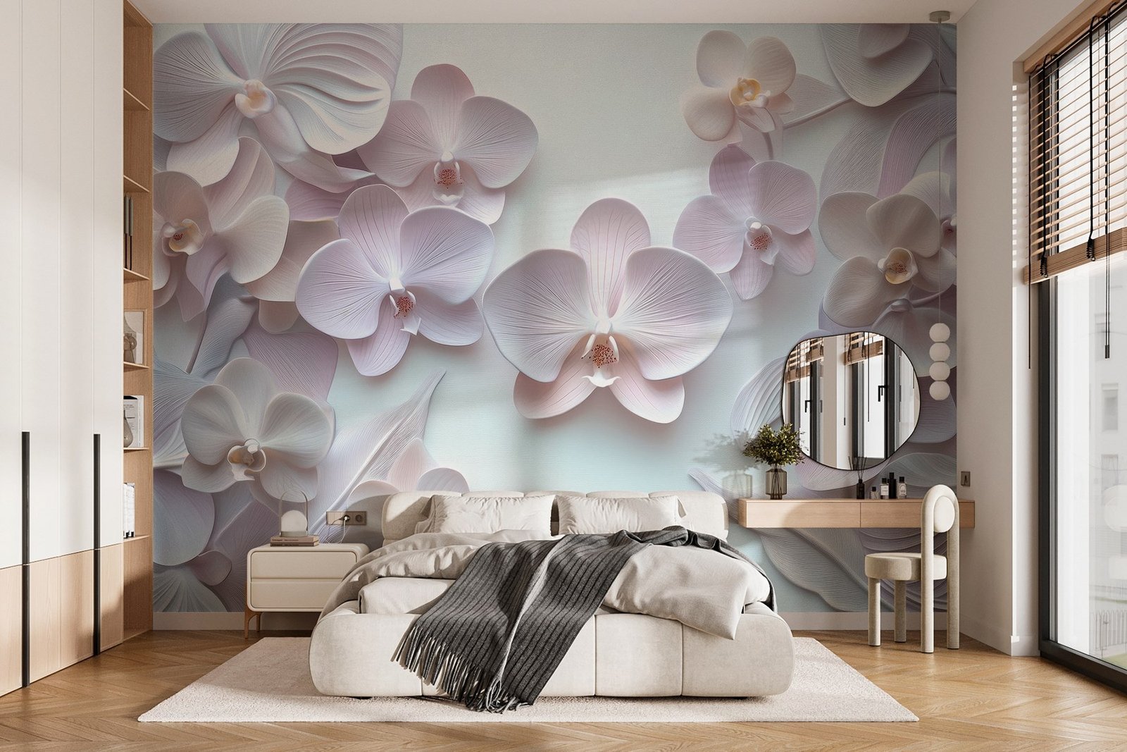 w02912pib1r.jpg Papier peint – Orchidées mauves et crème en relief – Image 1