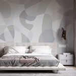 Papier peint – Formes organiques grises et blanches