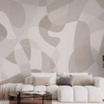 Papier peint – Formes organiques beige et blanc