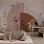 Papier peint – Feuillages et arches terracotta