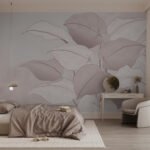 Papier peint – Feuilles mauve pâle en gros plan