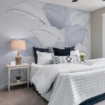 Papier peint – Feuilles bleu gris en gros plan