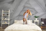 Papier peint – Feuilles de bananier grises en gros plan