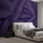 Papier peint – Feuilles de bananier violettes en gros plan