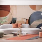 Papier peint – Formes rétro terracotta et bleu
