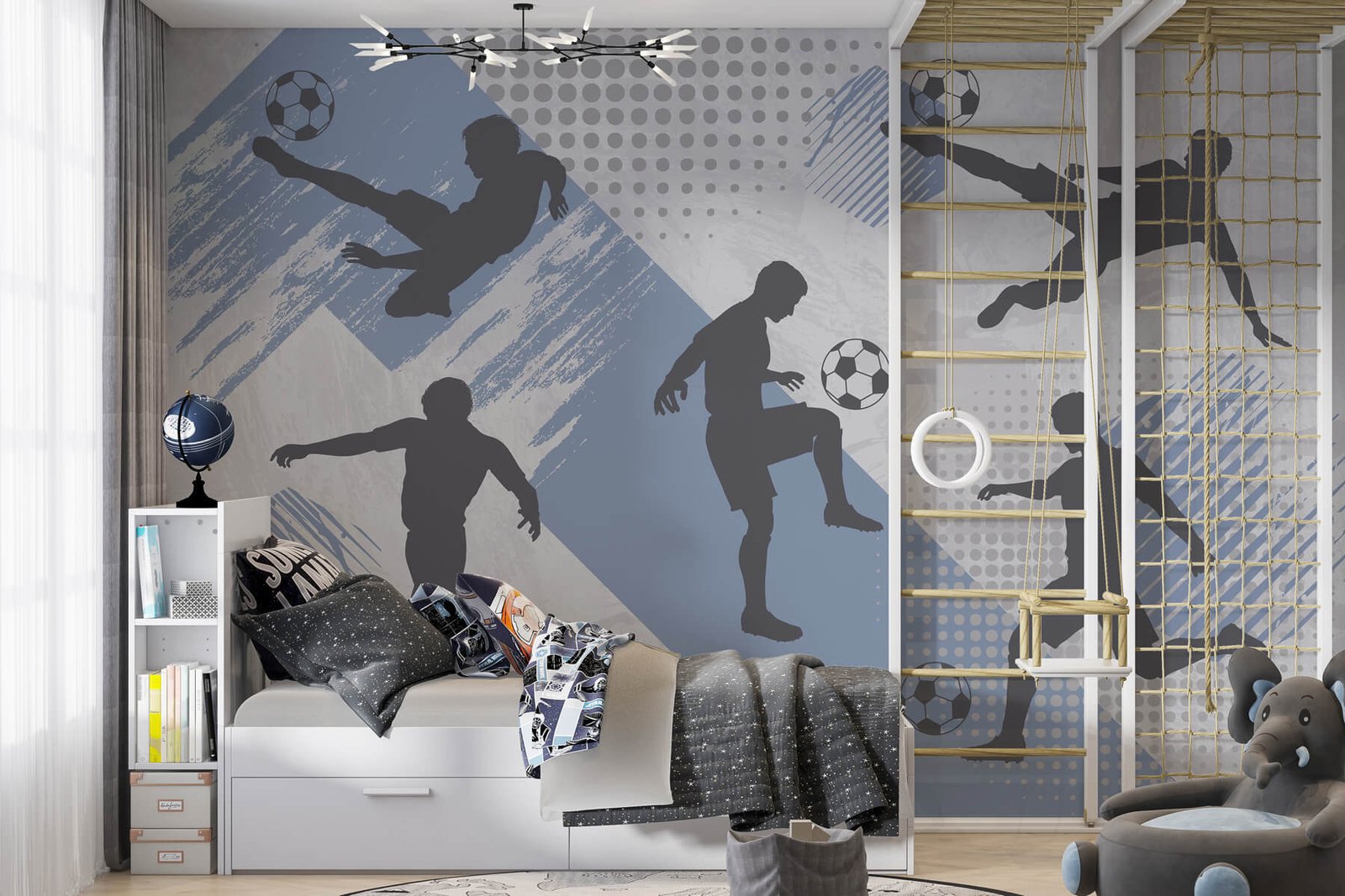w03001v1pib1r.jpg Papier peint – Silhouettes de footballeurs sur fond bleu gris – Image 1