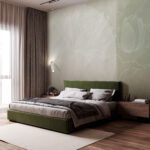 Papier peint – Fleurs blanches au trait sur fond vert