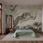 Papier peint – Marbre beige et brun aux veines fluides