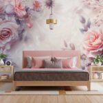 Papier peint – Roses roses et mauves en aquarelle