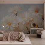 Papier peint – Marguerites délicates aux tons pastel