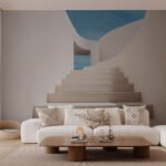 Papier peint – Escalier blanc sous une arche