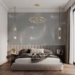 Papier peint – Plumes blanches sur fond gris