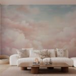Papier peint – Nuages pastel roses et bleus