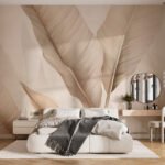 Papier peint – Grande feuille beige en transparence