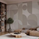 Papier peint – Cercles et quarts de cercle beige