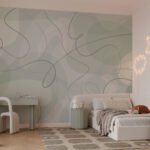 Papier peint – Lignes continues sur fond vert pastel