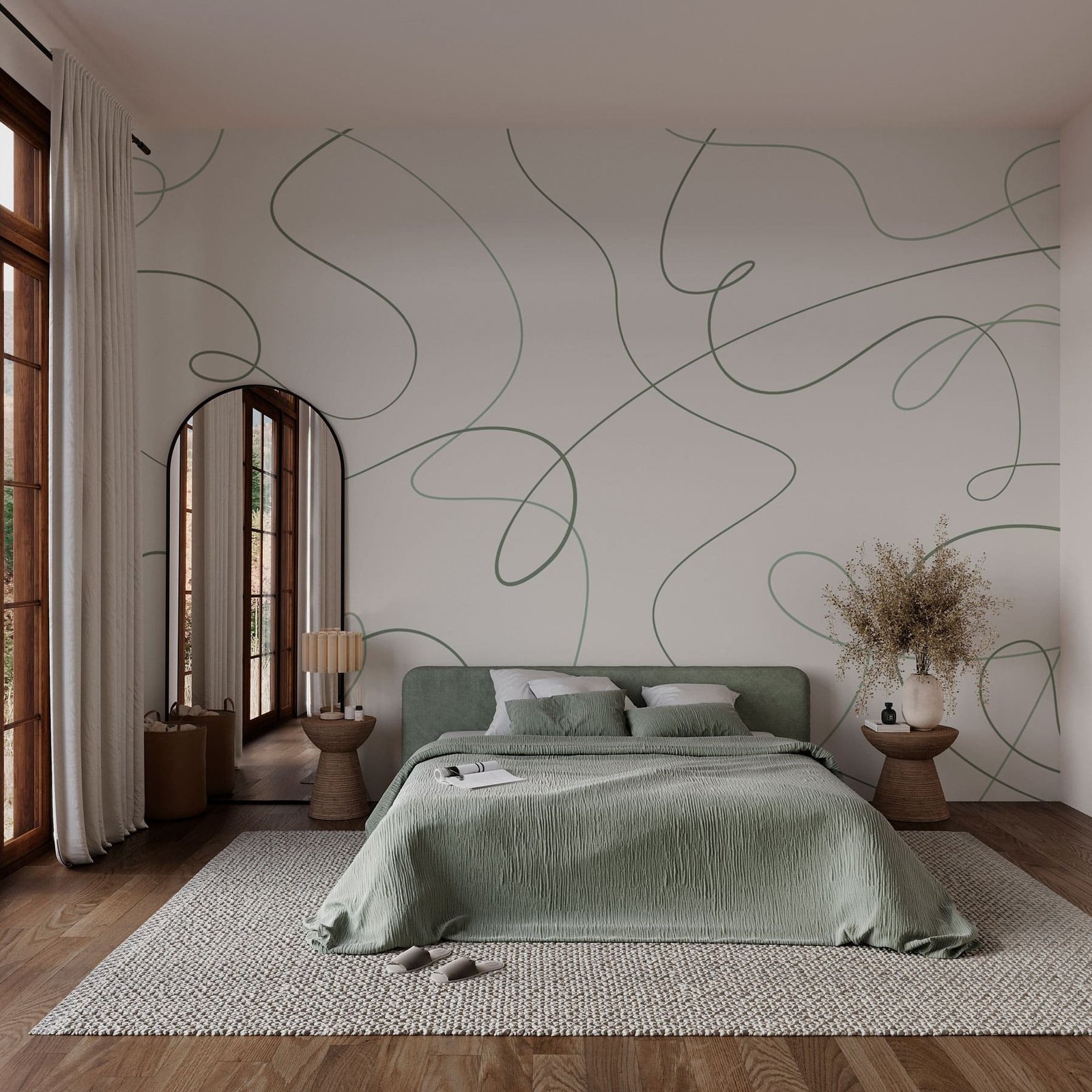 w03061v2pib1ms.jpg Papier peint – Lignes continues sur fond beige – Image 1