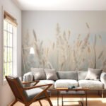 Papier peint – Graminées dorées sur fond lumineux