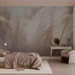Papier peint – Grandes feuilles blanches en transparence