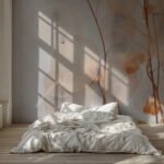 Papier peint – Feuilles orange sur branches fines