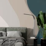 Papier peint – Aplats beige et bleu canard