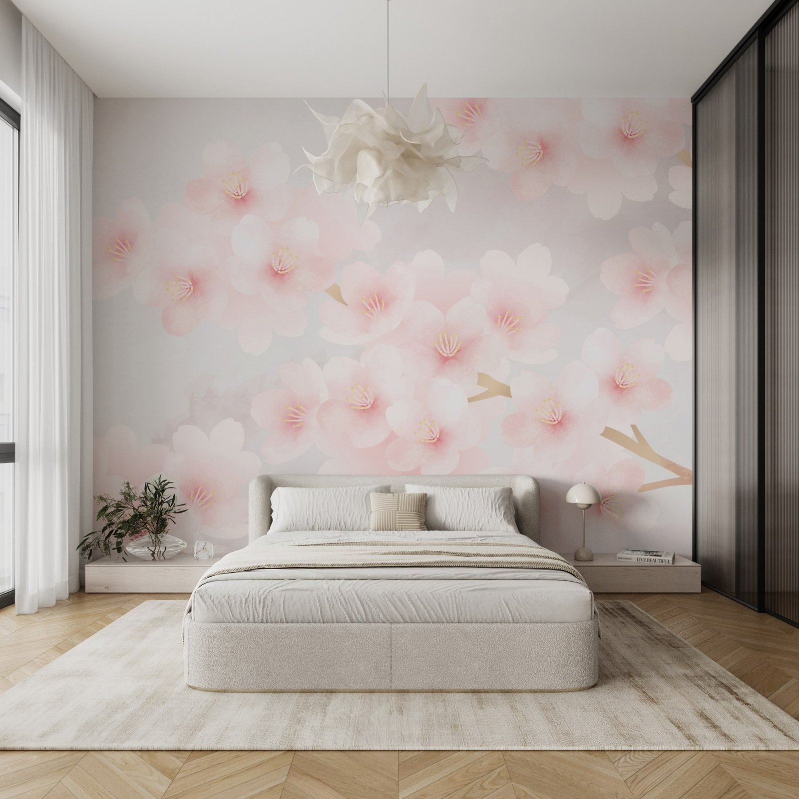 w03099pib7ms.jpg Papier peint – Petites fleurs roses et blanches – Image 1